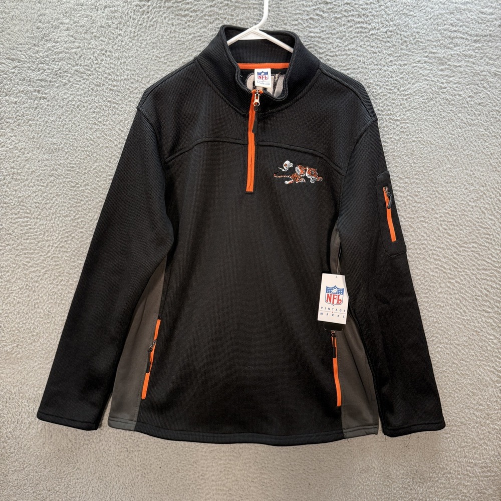 Cincinnati Bengals Sweatshirt Adult Large Black Heavyweight 1/4 Zip Pullover NEW